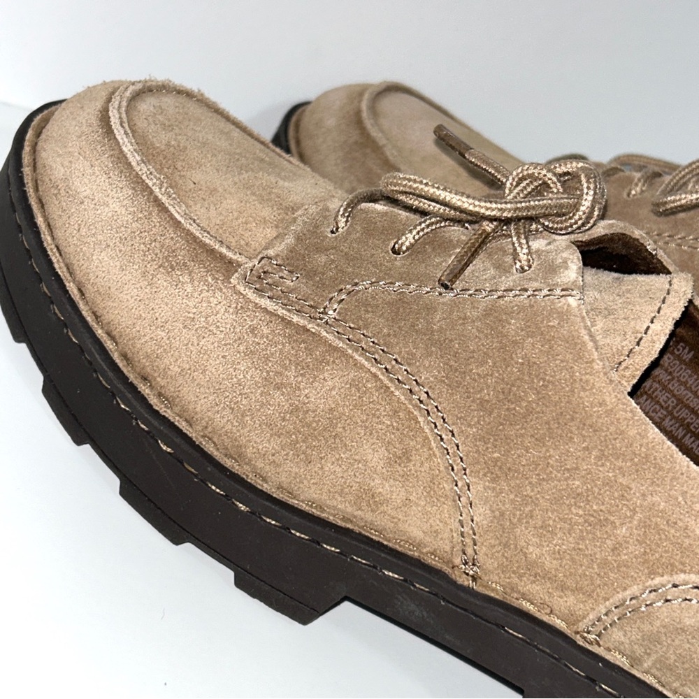 Born Womens Size 6.5 Corby Moc Toe Taupe Suede Lace Up Derby Oxfords Shoes - Picture 11 of 16